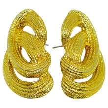 Load image into Gallery viewer, MONET signed vintage gold tone rope designer pierced earrings
