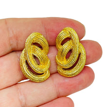Load image into Gallery viewer, MONET signed vintage gold tone rope designer pierced earrings
