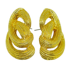 Load image into Gallery viewer, MONET signed vintage gold tone rope designer pierced earrings
