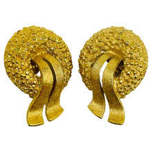 Load image into Gallery viewer, MONET signed vintage gold tone textured designer clip on earrings
