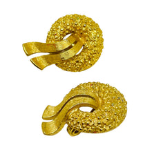 Load image into Gallery viewer, MONET signed vintage gold tone textured designer clip on earrings
