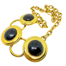 Load image into Gallery viewer, MONET signed vintage massive gold tone black resin designer chain necklace
