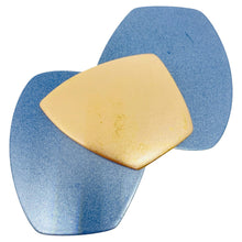 Load image into Gallery viewer, MONET signed vintage metallic blue modernist geometric massive designer brooch
