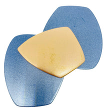 Load image into Gallery viewer, MONET signed vintage metallic blue modernist geometric massive designer brooch
