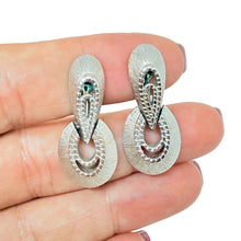 Load image into Gallery viewer, MONET signed vintage silver tone door knocker designer clip on earrings
