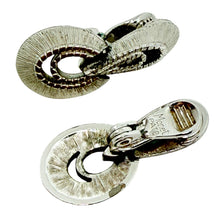 Load image into Gallery viewer, MONET signed vintage silver tone door knocker designer clip on earrings
