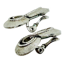 Load image into Gallery viewer, MONET signed vintage silver tone door knocker designer clip on earrings
