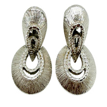 Load image into Gallery viewer, MONET signed vintage silver tone door knocker designer clip on earrings
