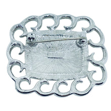 Load image into Gallery viewer, MONET signed vintage silver tone enamel modernist designer brooch
