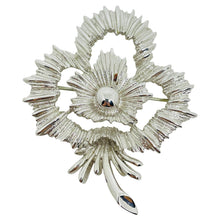 Load image into Gallery viewer, MONET signed vintage silver tone flower designer brooch

