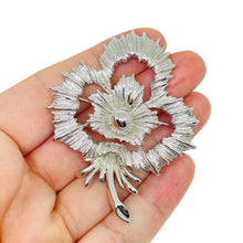Load image into Gallery viewer, MONET signed vintage silver tone flower designer brooch
