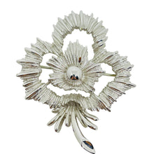 Load image into Gallery viewer, MONET signed vintage silver tone flower designer brooch
