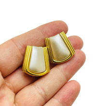 Load image into Gallery viewer, NAPIER gold tone faux pearl designer clip on earrings
