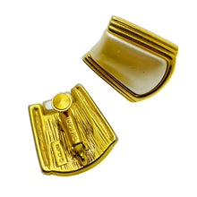 Load image into Gallery viewer, NAPIER gold tone faux pearl designer clip on earrings
