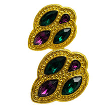 Load image into Gallery viewer, NAPIER signed gold jewel etruscan glass clip on earrings
