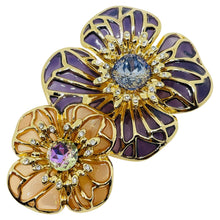 Load image into Gallery viewer, NAPIER signed gold tone glass flower designer brooch
