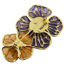 Load image into Gallery viewer, NAPIER signed gold tone glass flower designer brooch
