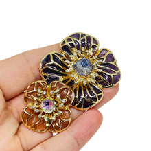 Load image into Gallery viewer, NAPIER signed gold tone glass flower designer brooch
