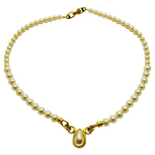 Load image into Gallery viewer, NAPIER signed vintage gold faux pearl designer runway necklace
