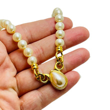 Load image into Gallery viewer, NAPIER signed vintage gold faux pearl designer runway necklace
