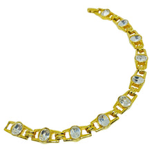 Load image into Gallery viewer, NAPIER signed vintage gold plated crystal designer bracelet
