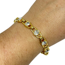Load image into Gallery viewer, NAPIER signed vintage gold plated crystal designer bracelet
