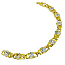 Load image into Gallery viewer, NAPIER signed vintage gold plated crystal designer bracelet
