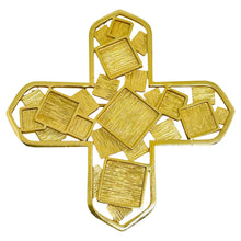 Load image into Gallery viewer, NAPIER signed vintage gold tone Maltese cross modernist designer brooch
