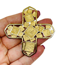 Load image into Gallery viewer, NAPIER signed vintage gold tone Maltese cross modernist designer brooch
