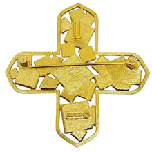 Load image into Gallery viewer, NAPIER signed vintage gold tone Maltese cross modernist designer brooch
