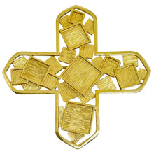 Load image into Gallery viewer, NAPIER signed vintage gold tone Maltese cross modernist designer brooch
