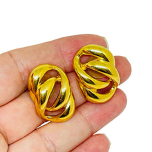 Load image into Gallery viewer, NAPIER signed vintage gold tone classic chain designer pierced earrings
