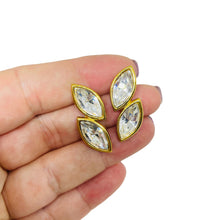 Load image into Gallery viewer, NAPIER signed vintage gold tone crystals designer post earrings
