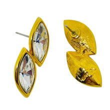 Load image into Gallery viewer, NAPIER signed vintage gold tone crystals designer post earrings
