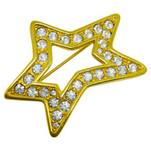 Load image into Gallery viewer, NAPIER signed vintage gold tone crystals star designer brooch
