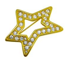Load image into Gallery viewer, NAPIER signed vintage gold tone crystals star designer brooch
