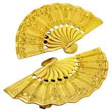Load image into Gallery viewer, NAPIER signed vintage gold tone fan designer clip on earrings
