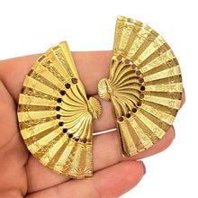 Load image into Gallery viewer, NAPIER signed vintage gold tone fan designer clip on earrings
