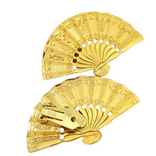 Load image into Gallery viewer, NAPIER signed vintage gold tone fan designer clip on earrings
