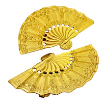 Load image into Gallery viewer, NAPIER signed vintage gold tone fan designer clip on earrings
