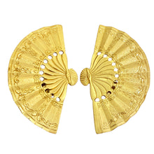 Load image into Gallery viewer, NAPIER signed vintage gold tone fan designer clip on earrings
