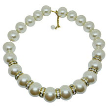 Load image into Gallery viewer, NAPIER signed vintage gold tone glass pearls rhinestones designer necklace
