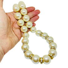 Load image into Gallery viewer, NAPIER signed vintage gold tone glass pearls rhinestones designer necklace
