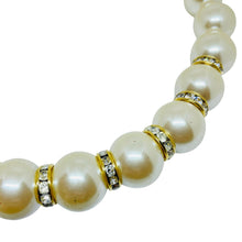 Load image into Gallery viewer, NAPIER signed vintage gold tone glass pearls rhinestones designer necklace

