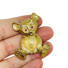 Load image into Gallery viewer, NAPIER signed vintage gold tone koala bear pink rhinestone eyes designer brooch

