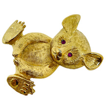 Load image into Gallery viewer, NAPIER signed vintage gold tone koala bear pink rhinestone eyes designer brooch
