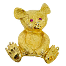 Load image into Gallery viewer, NAPIER signed vintage gold tone koala bear pink rhinestone eyes designer brooch
