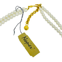 Load image into Gallery viewer, NAPIER signed vintage gold tone pearl rhinestones designer beaded necklace

