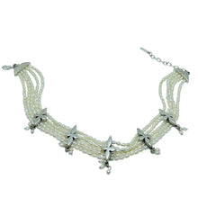 Load image into Gallery viewer, NAPIER signed vintage silver flier de lis natural beaded pearl designer necklace
