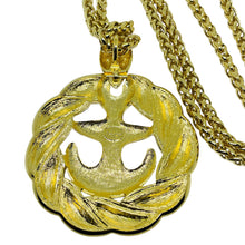 Load image into Gallery viewer, NAPIER vintage gold tone enamel nautical anchor massive pendant chain necklace

